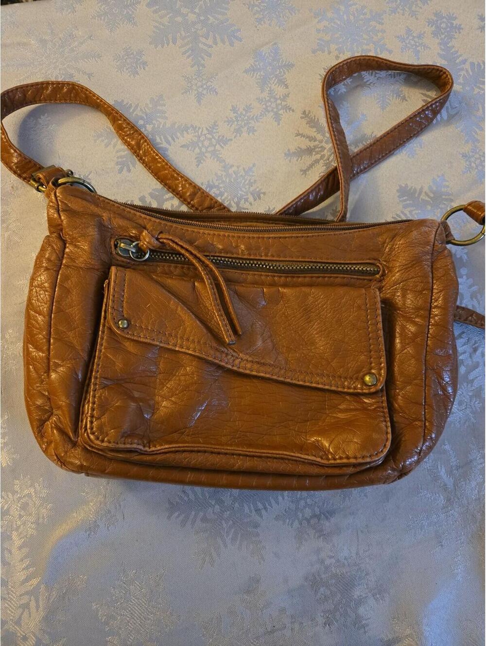Bueno Cognac Faux Leather Crossbody Bag - Picture 1 of 4